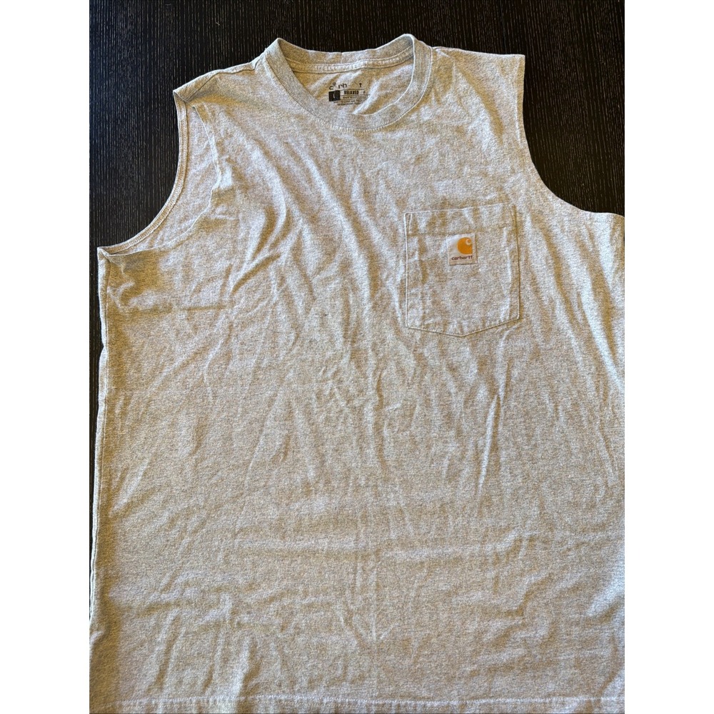 Carhartt Pocket Tee Sleeveless Mens L Gray Relaxed (G)